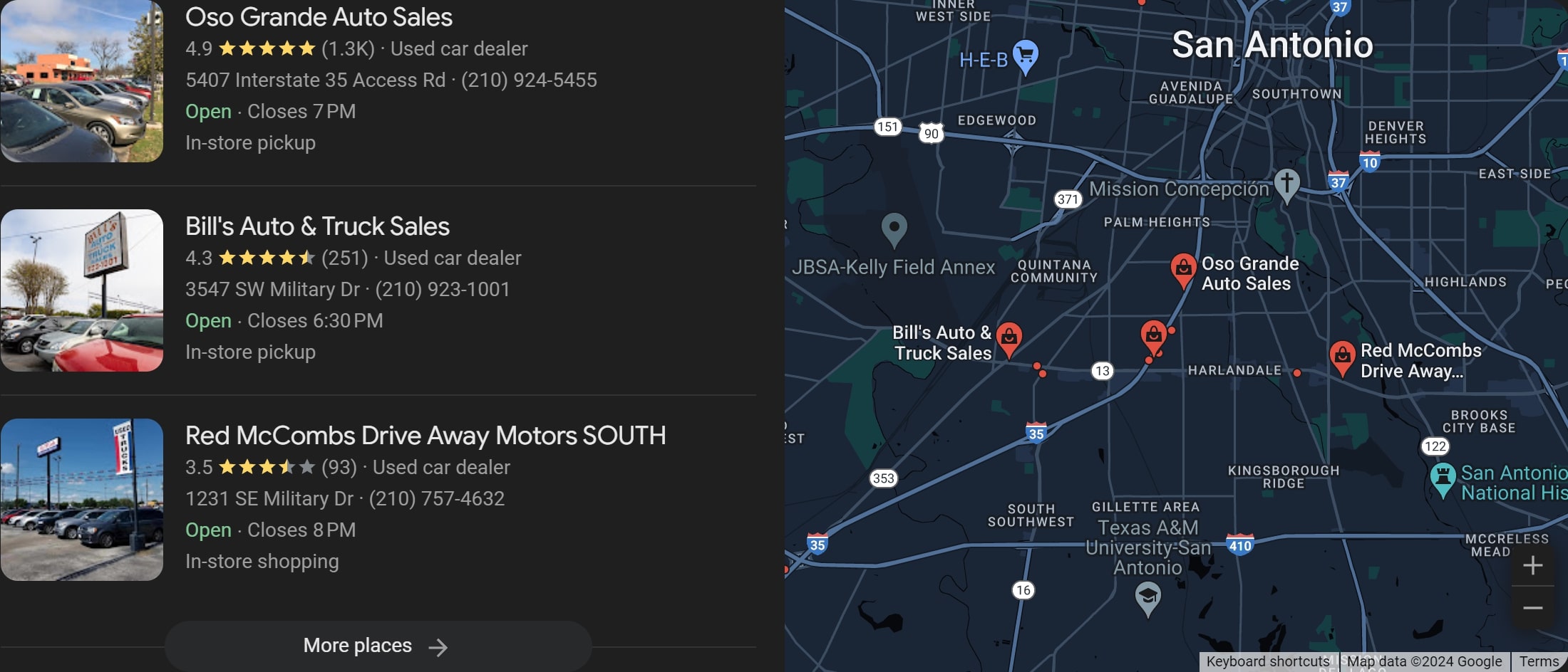 Car dealer Google Maps